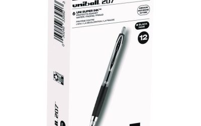 Signo 207 Gel Pen, Retractable, Medium 0.7 Mm, Black Ink, Smoke/black Barrel, Dozen