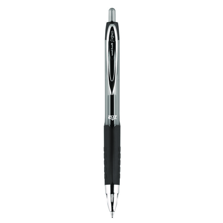 Signo 207 Gel Pen, Retractable, Medium 0.7 Mm, Black Ink, Smoke/black Barrel, Dozen - Image 2