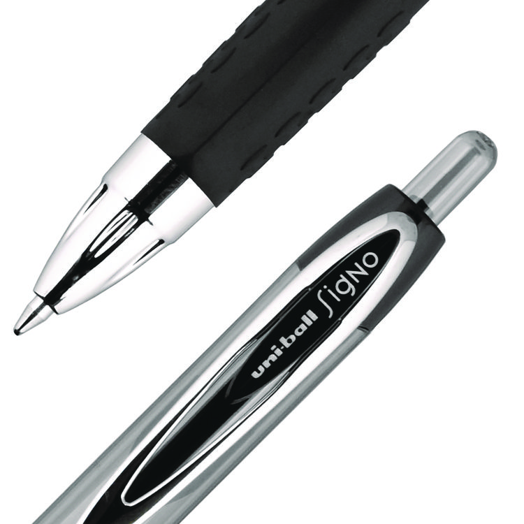 Signo 207 Gel Pen, Retractable, Medium 0.7 Mm, Black Ink, Smoke/black Barrel, Dozen - Image 6
