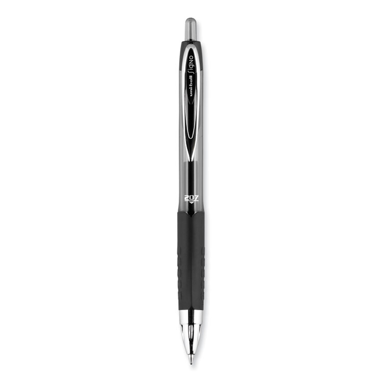Signo 207 Gel Pen, Retractable, Medium 0.7 Mm, Black Ink, Smoke/black Barrel, Dozen - Image 3
