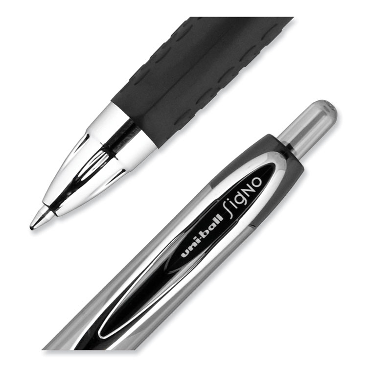 Signo 207 Gel Pen, Retractable, Medium 0.7 Mm, Black Ink, Smoke/black Barrel, Dozen - Image 9