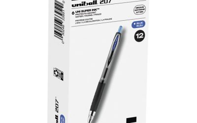 Signo 207 Gel Pen, Retractable, Medium 0.7 Mm, Blue Ink, Smoke/black/blue Barrel, Dozen