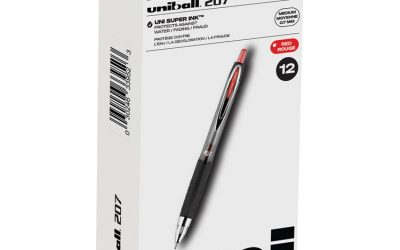 Signo 207 Gel Pen, Retractable, Medium 0.7 Mm, Red Ink, Smoke/black/red Barrel, Dozen