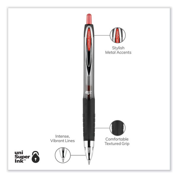 Signo 207 Gel Pen, Retractable, Medium 0.7 Mm, Red Ink, Smoke/black/red Barrel, Dozen - Image 4