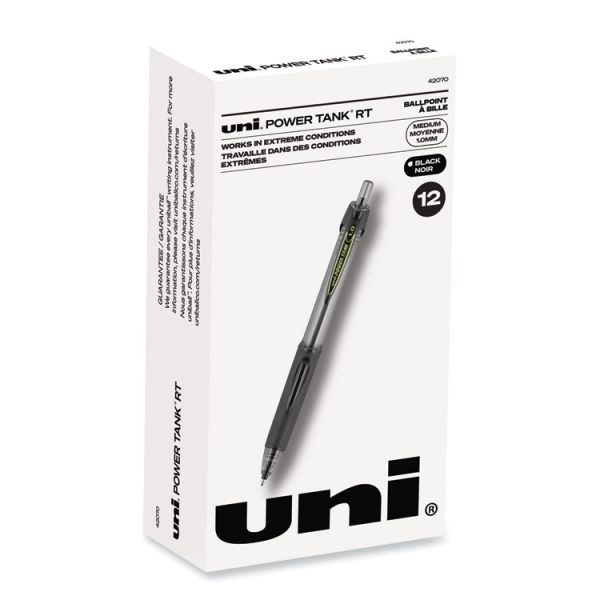 Power Tank Rt Ballpoint Pen, Retractable, Bold 1 Mm, Black Ink, Smoke/black Barrel, Dozen