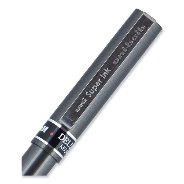 Deluxe Roller Ball Pen, Stick, Extra-Fine 0.5 mm, Black Ink, Metallic Gray/Black Barrel, Dozen - Image 4