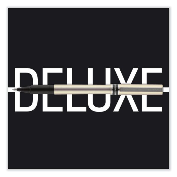Deluxe Roller Ball Pen, Stick, Extra-Fine 0.5 mm, Black Ink, Metallic Gray/Black Barrel, Dozen - Image 9