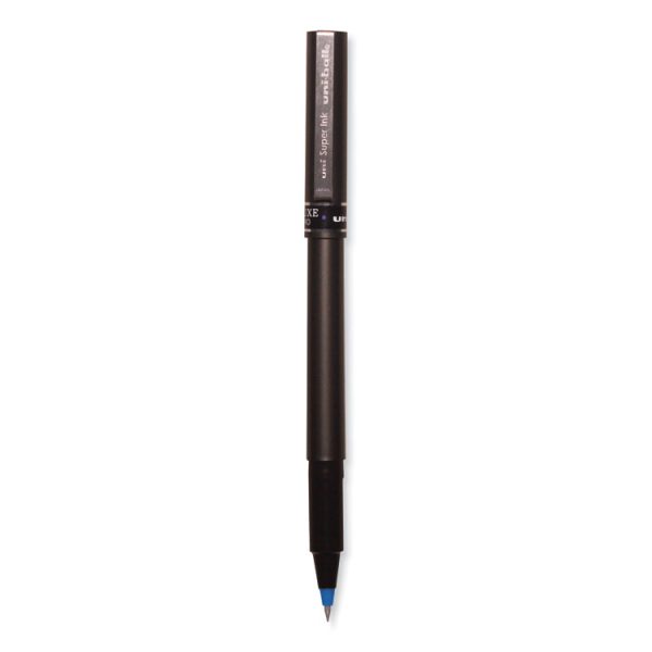 Deluxe Roller Ball Pen, Stick, Extra-Fine 0.5 mm, Blue Ink, Metallic Gray/Black/Blue Barrel, Dozen - Image 2