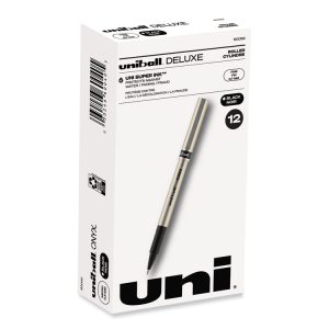 Deluxe Roller Ball Pen, Stick, Fine 0.7 mm, Black Ink, Champagne/Black Barrel, Dozen