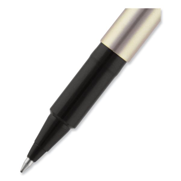 Deluxe Roller Ball Pen, Stick, Fine 0.7 mm, Black Ink, Champagne/Black Barrel, Dozen - Image 5