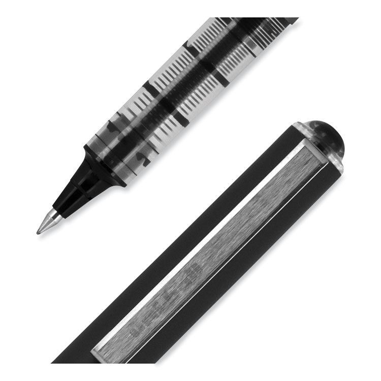 VISION Roller Ball Pen, Stick, Extra-Fine 0.5 mm, Black Ink, Gray/Black/Clear Barrel, Dozen - Image 5