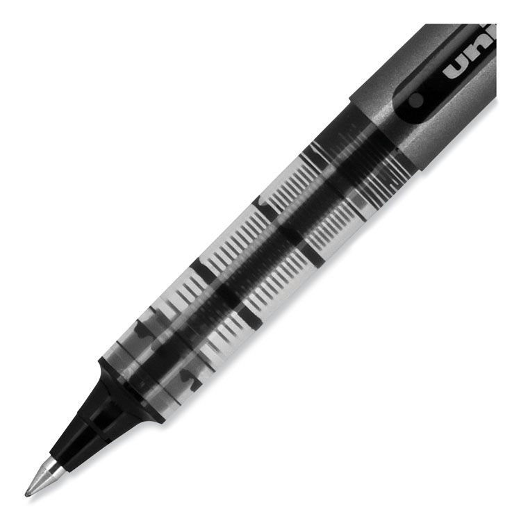 VISION Roller Ball Pen, Stick, Extra-Fine 0.5 mm, Black Ink, Gray/Black/Clear Barrel, Dozen - Image 7