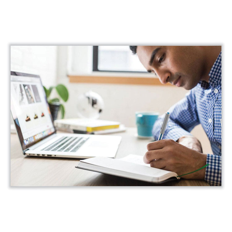 VISION Roller Ball Pen, Stick, Extra-Fine 0.5 mm, Black Ink, Gray/Black/Clear Barrel, Dozen - Image 8