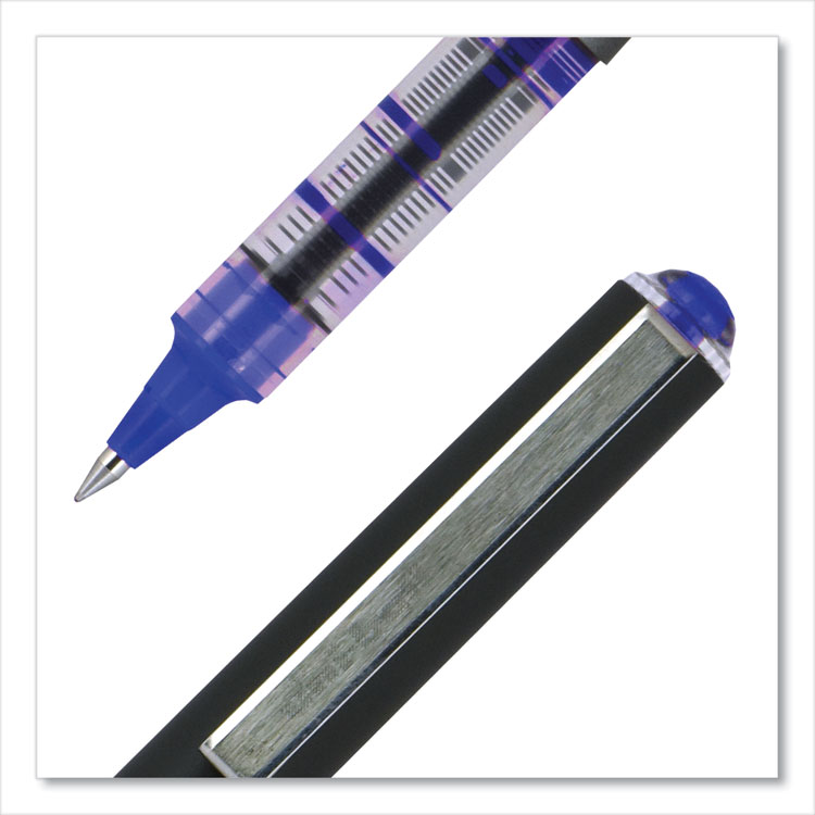VISION Roller Ball Pen, Stick, Extra-Fine 0.5 mm, Blue Ink, Gray/Blue/Clear Barrel, Dozen - Image 6