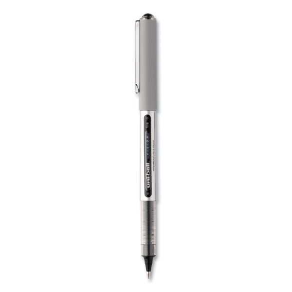 VISION Roller Ball Pen, Stick, Fine 0.7 mm, Black Ink, Silver/Black/Clear Barrel, Dozen - Image 2