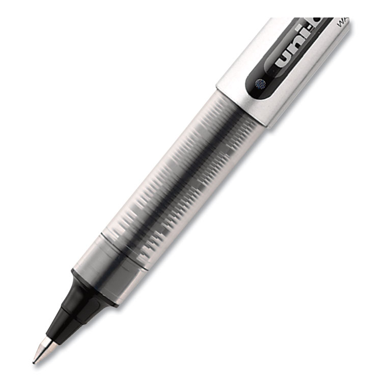 VISION Roller Ball Pen, Stick, Fine 0.7 mm, Black Ink, Silver/Black/Clear Barrel, Dozen - Image 3