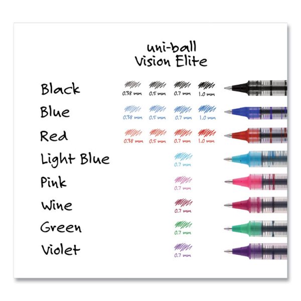 VISION Roller Ball Pen, Stick, Fine 0.7 mm, Black Ink, Silver/Black/Clear Barrel, Dozen - Image 6