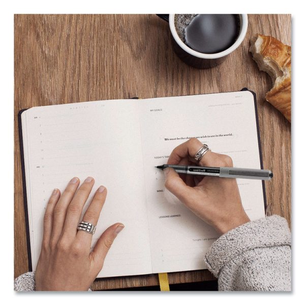 VISION Roller Ball Pen, Stick, Fine 0.7 mm, Black Ink, Silver/Black/Clear Barrel, Dozen - Image 9