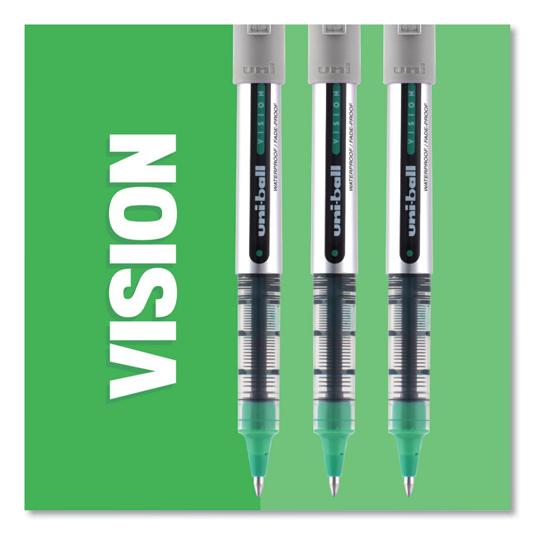 VISION Roller Ball Pen, Stick, Fine 0.7 mm, Black Ink, Silver/Black/Clear Barrel, Dozen - Image 10