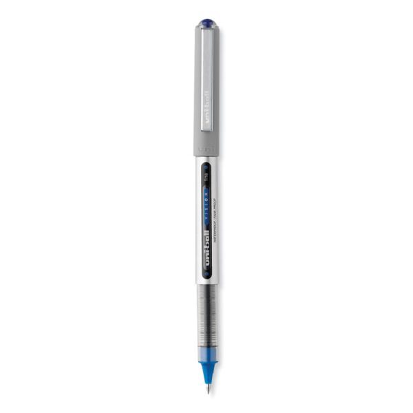 VISION Roller Ball Pen, Stick, Fine 0.7 mm, Blue Ink, Silver/Blue/Clear Barrel, Dozen - Image 2