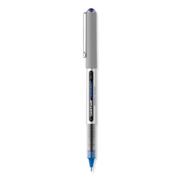VISION Roller Ball Pen, Stick, Fine 0.7 mm, Blue Ink, Silver/Blue/Clear Barrel, Dozen - Image 3