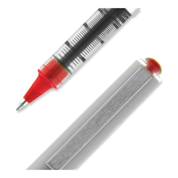 VISION Roller Ball Pen, Stick, Fine 0.7 mm, Red Ink, Silver/Red/Clear Barrel, Dozen - Image 5