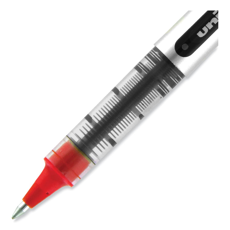 VISION Roller Ball Pen, Stick, Fine 0.7 mm, Red Ink, Silver/Red/Clear Barrel, Dozen - Image 7