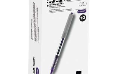 VISION Roller Ball Pen, Stick, Fine 0.7 mm, Violet Ink, Silver/Violet/Clear Barrel, Dozen