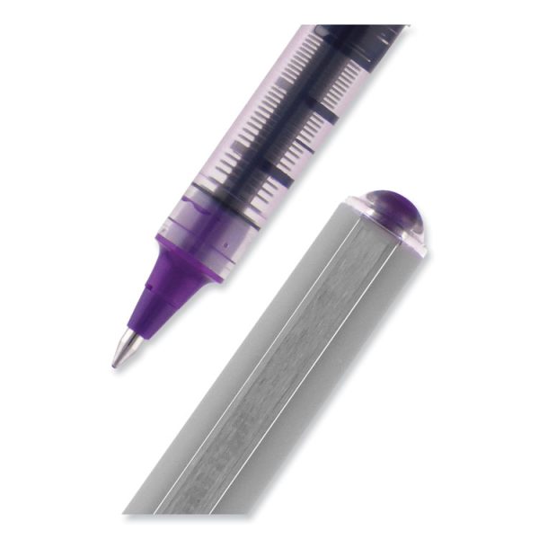 VISION Roller Ball Pen, Stick, Fine 0.7 mm, Violet Ink, Silver/Violet/Clear Barrel, Dozen - Image 5