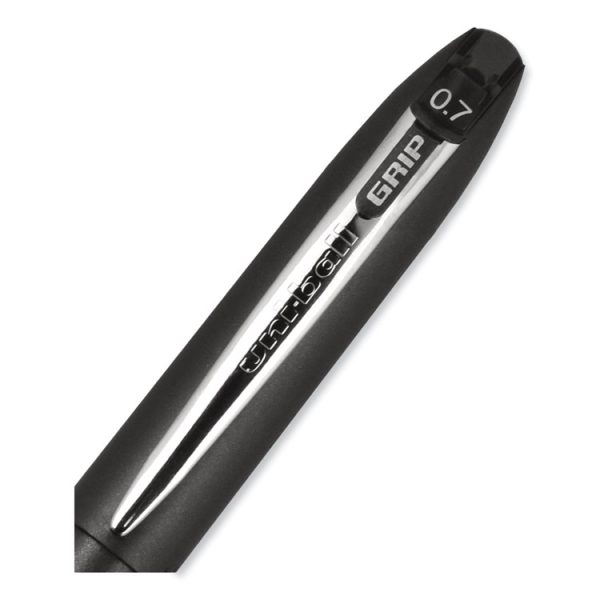 Grip Roller Ball Pen, Stick, Fine 0.7 Mm, Black Ink, Black Barrel, Dozen - Image 3