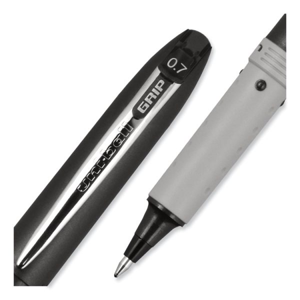 Grip Roller Ball Pen, Stick, Fine 0.7 Mm, Black Ink, Black Barrel, Dozen - Image 4