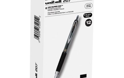 Signo 207 Gel Pen, Retractable, Fine 0.5 mm, Black Ink, Smoke/Black Barrel, Dozen