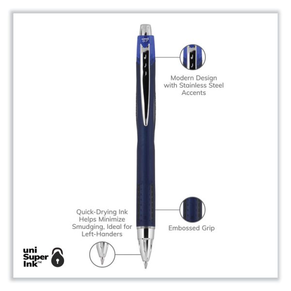 Jetstream Retractable Hybrid Gel Pen, Fine 0.7 mm, Blue Ink, Blue/Silver Barrel - Image 4