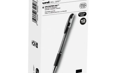 Signo GRIP Gel Pen, Stick, Medium 0.7 mm, Black Ink, Clear/Black/Silver Barrel, Dozen