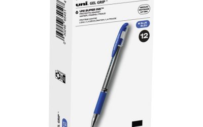 Signo GRIP Gel Pen, Stick, Medium 0.7 mm, Blue Ink, Clear/Blue/Silver Barrel, Dozen