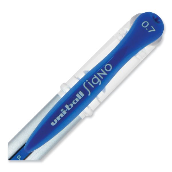 Signo GRIP Gel Pen, Stick, Medium 0.7 mm, Blue Ink, Clear/Blue/Silver Barrel, Dozen - Image 5