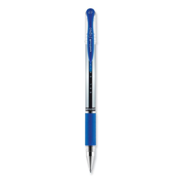 Signo GRIP Gel Pen, Stick, Medium 0.7 mm, Blue Ink, Clear/Blue/Silver Barrel, Dozen - Image 2