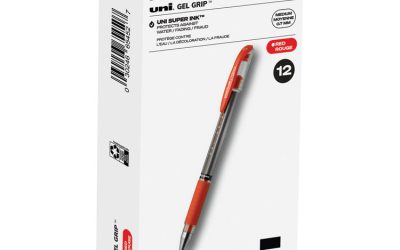 Signo GRIP Gel Pen, Stick, Medium 0.7 mm, Red Ink, Clear/Red/Silver Barrel, Dozen