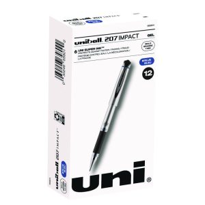 207 Impact Gel Pen, Stick, Bold 1 mm, Blue Ink, Silver/Black/Blue Barrel
