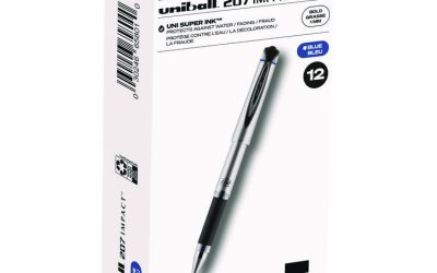 207 Impact Gel Pen, Stick, Bold 1 mm, Blue Ink, Silver/Black/Blue Barrel