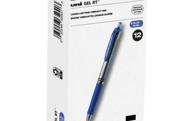 Signo Gel Pen, Retractable, Medium 0.7 mm, Blue Ink, Silver/Blue Barrel, Dozen