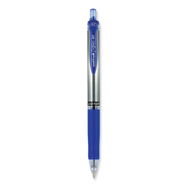 Signo Gel Pen, Retractable, Medium 0.7 mm, Blue Ink, Silver/Blue Barrel, Dozen - Image 2