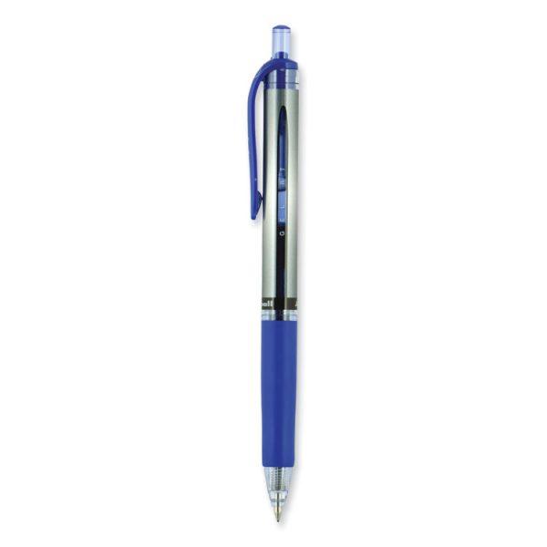 Signo Gel Pen, Retractable, Medium 0.7 mm, Blue Ink, Silver/Blue Barrel, Dozen - Image 3
