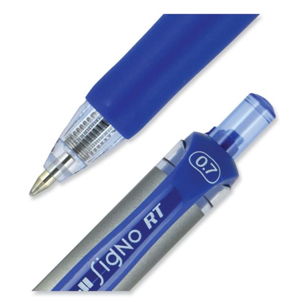 Signo Gel Pen, Retractable, Medium 0.7 mm, Blue Ink, Silver/Blue Barrel, Dozen - Image 5
