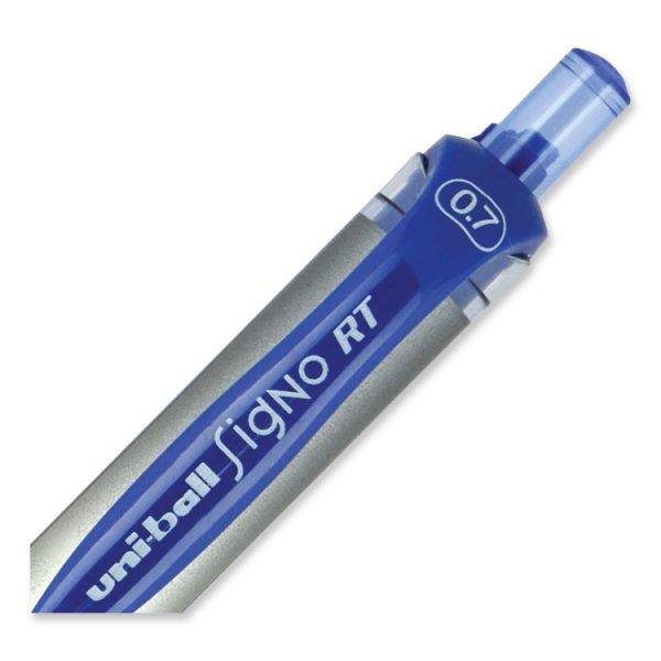 Signo Gel Pen, Retractable, Medium 0.7 mm, Blue Ink, Silver/Blue Barrel, Dozen - Image 6