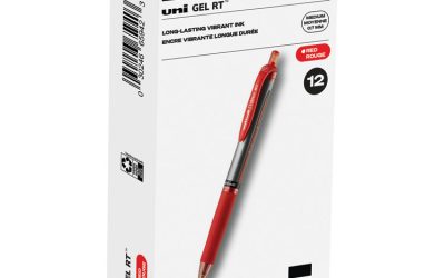 Signo Gel Pen, Retractable, Medium 0.7 mm, Red Ink, Silver/Red Barrel, Dozen