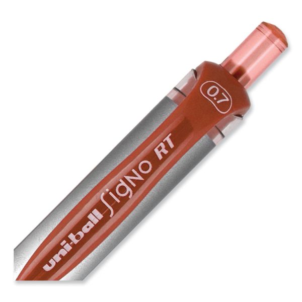 Signo Gel Pen, Retractable, Medium 0.7 mm, Red Ink, Silver/Red Barrel, Dozen - Image 6