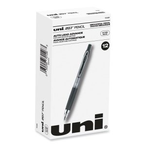207 Mechanical Pencil, 0.7 Mm, Hb (#2), Black Lead, Black Barrel, Dozen