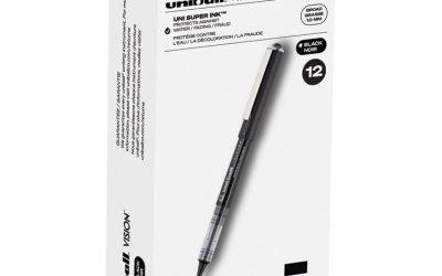 VISION Roller Ball Pen, Stick, Bold 1 mm, Black Ink, Gray/Black/Clear Barrel, Dozen