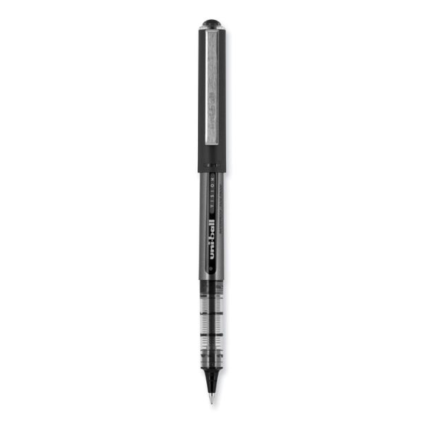VISION Roller Ball Pen, Stick, Bold 1 mm, Black Ink, Gray/Black/Clear Barrel, Dozen - Image 2